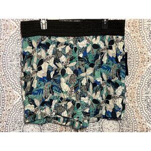 Robert Louis XL Womens Leaf Print Casual Shorts Green/Black